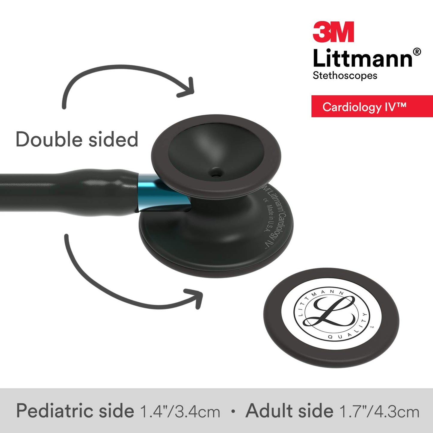 3M Littmann Cardiology IV Diagnostic Stethoscope, 6201, More Than 2X as Loud*, Weighs Less**, Stainless Steel Black-Finish Chestpiece, 27" Black Tube, Blue Stem, and Black Headset