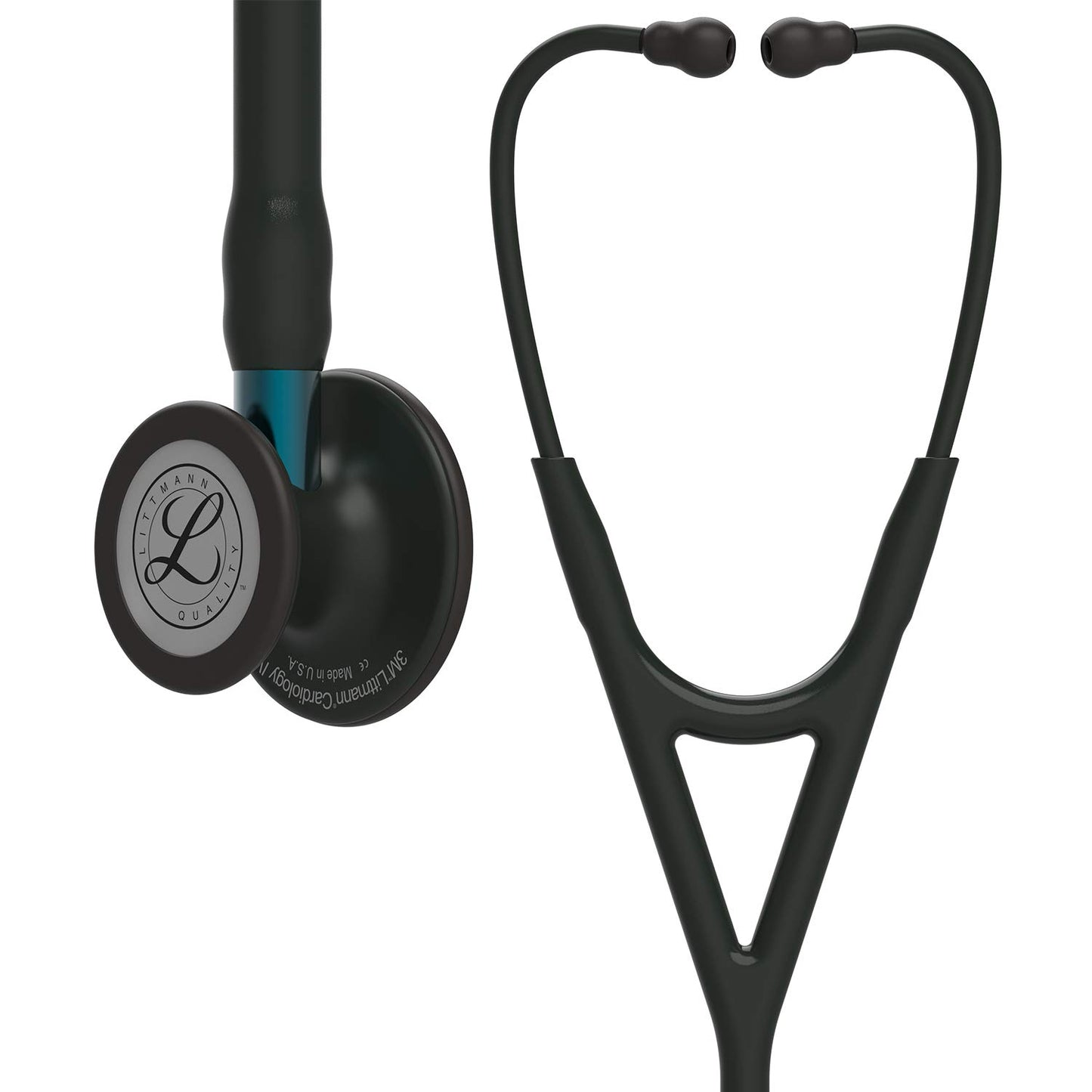 3M Littmann Cardiology IV Diagnostic Stethoscope, 6201, More Than 2X as Loud*, Weighs Less**, Stainless Steel Black-Finish Chestpiece, 27" Black Tube, Blue Stem, and Black Headset