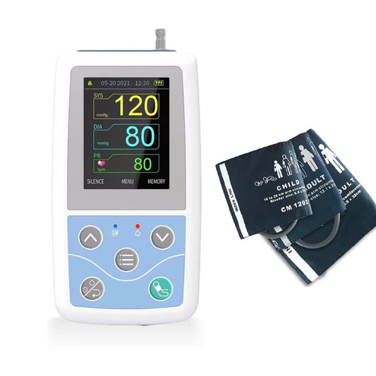 ABPM50 Handheld 24hours Ambulatory Blood Pressure BP Monitor for Child Adult Continuous Monitoring NIBP with 3 Cuffs & Free Software