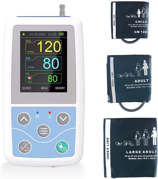 CONTEC ABPM50 Handheld 24hours Ambulatory Blood Pressure Monitor with 3cuffs(18-26cm&25-35cm&33-47cm),NIBP Monitor Software,24 Hours Ambulatory